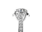 Floral Engagement Ring Setting for Round Cut Center with Four Accent Clusters and Prong Head in Sterling Silver