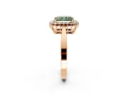 Starburst Halo Engagement Ring Setting for Fancy Green Radiant Cut Center with Flat Cathedral Band and Prong Head in Rose Gold