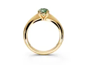 Solitaire Engagement Ring Setting for Fancy Green Pear-Shaped Center with Reverse Tapered Band and Prong Head in Yellow Gold