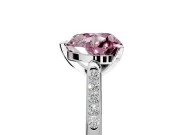 Solitaire Engagement Ring Setting for Fancy Pink Heart-Shaped Center with Channel Accents and Prong Head in White Gold
