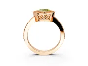 Halo Engagement Ring Setting for Fancy Yellow Heart-Shaped Center with Milgrain Halo, Pave Band and Prong Head in Rose Gold