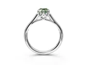 Solitaire Engagement Ring Setting for Fancy Green Oval Center with Cathedral Band and Prong Head in Sterling Silver