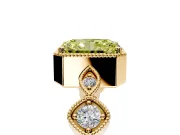 Vintage Station Engagement Ring Setting for Fancy Yellow Radiant Cut Center with Accents and Prong Head in Yellow Gold