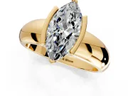 Tension Engagement Ring Setting for Marquise Center with Wide Flat Band and Tension Head in Yellow Gold