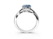 Solitaire Engagement Ring Setting for Fancy Blue Heart-Shaped Center with Plain Bypass Twist Band and Prong Head in Platinum