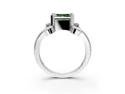 Solitaire Engagement Ring Setting for Fancy Green Asscher Cut Center with Twisted Band and Scroll Prong Head in Platinum