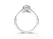 Solitaire Engagement Ring Setting for Pear-Shaped Center with Pave Split Shank and Prong Head in Platinum