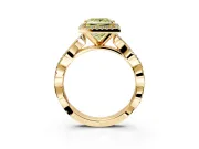 Halo Engagement Ring Setting for Fancy Yellow Princess Cut Center with Pave and Plain Twist Band and Prong Head in Yellow Gold