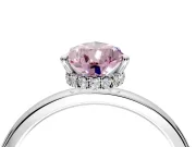 Hidden Halo Engagement Ring Setting for Fancy Pink Pear-Shaped Center with Plain Band and Tall Prong Head in Sterling Silver