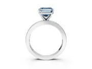 Solitaire Engagement Ring Setting for Fancy Blue Asscher Cut Center with Channel Baguette Band and Prong Head in Sterling Silver