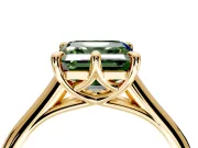 Solitaire Engagement Ring Setting for Fancy Green Asscher Cut Center with Cathedral Band and Prong Head in Yellow Gold
