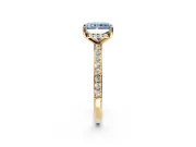 Solitaire Engagement Ring Setting for Fancy Blue Radiant Cut Center with Fine Pave Band and Prong Head in Yellow Gold