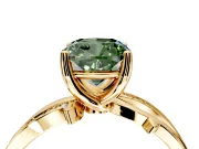 Solitaire Engagement Ring Setting for Fancy Green Cushion Cut Center with Pave and Plain Crossover Band and Prong Head in Yellow Gold