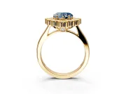 Cluster Halo Engagement Ring Setting for Fancy Blue Heart-Shaped Center with Milgrain Bezel Accents and Prong Head in Yellow Gold