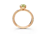 Rope Engagement Ring Setting for Fancy Yellow Oval Center with Accent Shoulders and Prong Head in Rose Gold