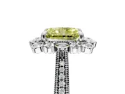 Milgrain Halo Engagement Ring Setting for Fancy Yellow Radiant Cut Center with Bezel Point Accents and Prong Head in White Gold