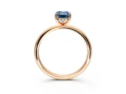 Hidden Halo Engagement Ring Setting for Fancy Blue Emerald Cut Center with Thin Round-Wire Band and Prong Head in Rose Gold