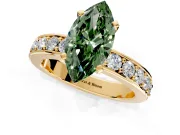 Solitaire Engagement Ring Setting for Fancy Green Marquise Center with Channel-Set Accents and Prong Head in Yellow Gold