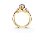 Solitaire Engagement Ring Setting for Fancy Pink Marquise Center with Graduated Shared Prongs and Prong Head in Yellow Gold