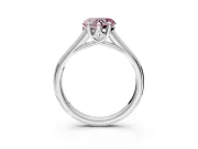 Solitaire Engagement Ring Setting for Fancy Pink Heart-Shaped Center with Cathedral Band and Prong Head in Platinum
