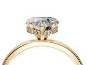 Hidden Halo Engagement Ring Setting for Heart-Shaped Center with Plain Band and Tall Prong Head in Yellow Gold