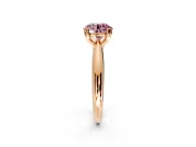 Solitaire Engagement Ring Setting for Fancy Pink Round Cut Center with Reverse Tapered Band and Prong Head in Rose Gold
