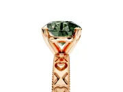 Solitaire Engagement Ring Setting for Fancy Green Round Cut Center with XO Engraved Band and Prong Head in Rose Gold