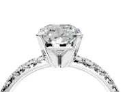 Solitaire Engagement Ring Setting for Cushion Cut Center with Large Accents and Prong Head in Sterling Silver