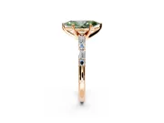 Baguette Engagement Ring Setting for Fancy Green Marquise Center with Alternating Bar-Set Band and Prong Head in Rose Gold