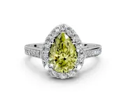 Floral Halo Engagement Ring Setting for Fancy Yellow Pear-Shaped Center with Large Halo Accents and Prong Head in Platinum