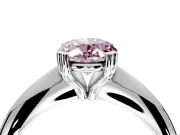 Solitaire Engagement Ring Setting for Fancy Pink Oval Center with Reverse Tapered Band and Prong Head in Sterling Silver