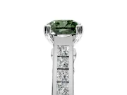 Solitaire Engagement Ring Setting for Fancy Green Cushion Cut Center with Channel Band and Double Claw Prong Head in Sterling Silver