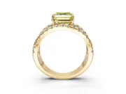 Solitaire Engagement Ring Setting for Fancy Yellow Asscher Cut Center with Wide-Open Split Shank and Prong Head in Yellow Gold