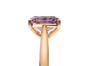 Solitaire Engagement Ring Setting for Fancy Pink Emerald Cut Center with Narrow Cathedral Band and Prong Head in Rose Gold