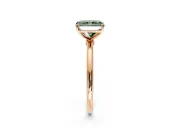 Solitaire Engagement Ring Setting for Fancy Green Radiant Cut Center with Straight Thin Band and Prong Head in Rose Gold