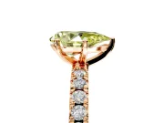 Solitaire Engagement Ring Setting for Fancy Yellow Pear-Shaped Center with Fine Pave Band and Claw Prong Head in Rose Gold