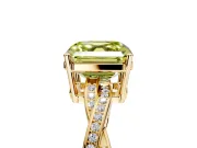 Solitaire Engagement Ring Setting for Fancy Yellow Asscher Cut Center with Twisted Pave Band and Prong Head in Yellow Gold