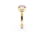 Cluster Engagement Ring Setting for Fancy Pink Asscher Cut Center with Milgrain Shoulder Clusters and Prong Head in Yellow Gold