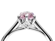 Solitaire Engagement Ring Setting for Fancy Pink Pear-Shaped Center with Cathedral Band and Prong Head in Sterling Silver
