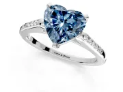 Solitaire Engagement Ring Setting for Fancy Blue Heart-Shaped Center with Channel Accents and Prong Head in Sterling Silver