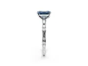 Solitaire Engagement Ring Setting for Fancy Blue Emerald Cut Center with Bamboo Band and Prong Head in Platinum