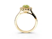 Milgrain Floral Halo Engagement Ring Setting for Fancy Yellow Radiant Cut Center with Pave Band and Prong Head in Yellow Gold