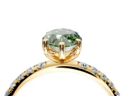 Solitaire Engagement Ring Setting for Fancy Green Marquise Center with Micro Pave Band and Prong Head in Yellow Gold