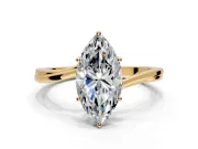 Solitaire Engagement Ring Setting for Marquise Center with Plain Bypass Twist Band and Prong Head in Yellow Gold