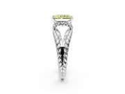 Halo Engagement Ring Setting for Fancy Yellow Radiant Cut Center with Rope Twist Split Shank and Prong Head in Platinum