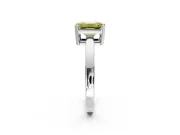 Solitaire Engagement Ring Setting for Fancy Yellow Emerald Cut Center with Plain Band and Flat Tab Prong Head in Sterling Silver