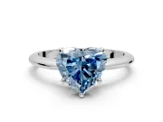 Solitaire Engagement Ring Setting for Fancy Blue Heart-Shaped Center with Knife Ridge Band and Claw Prong Head in Sterling Silver