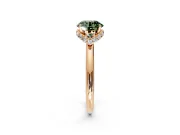 Hidden Halo Engagement Ring Setting for Fancy Green Round Cut Center with Plain Rounded Band and Prong Head in Rose Gold