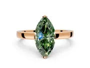 Solitaire Engagement Ring Setting for Fancy Green Marquise Center with Plain Band and Flat Tab Prong Head in Rose Gold