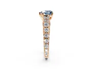 Solitaire Engagement Ring Setting for Fancy Blue Heart-Shaped Center with Pave Cathedral Shoulders and Prong Head in Rose Gold